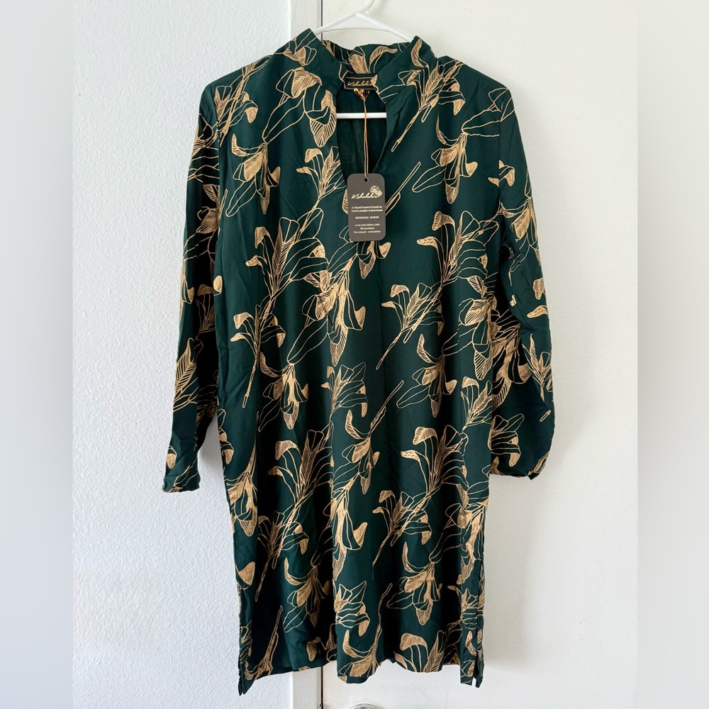 Kahulaleʻa Tunic - Emerald Gold Ti Leaf